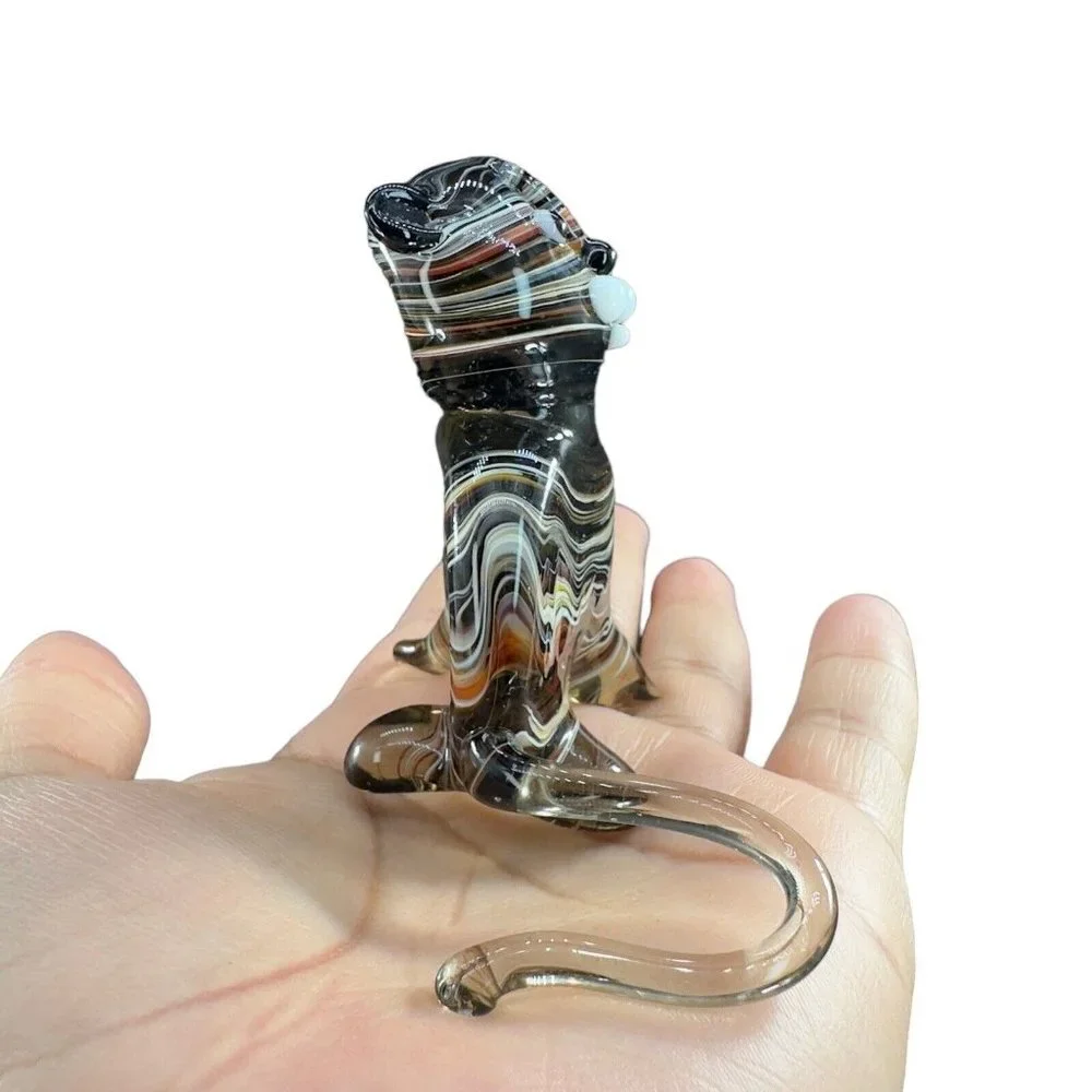 Venetian Slag Art Glass Small Figurine Bear‎ Animal Dog Delicate Glass Figurine